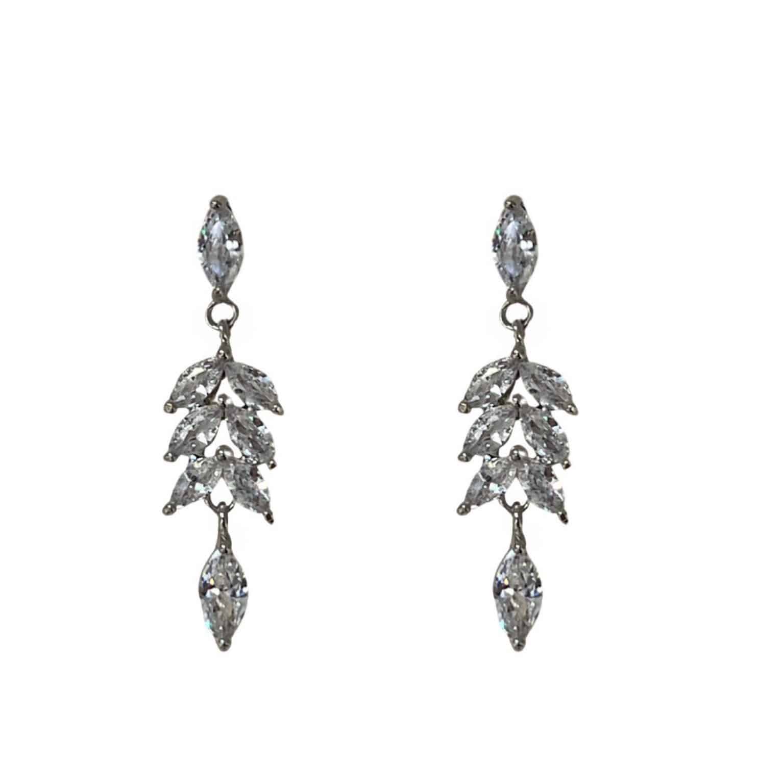 205874 Graceful Crystal Leaf Drop Earrings – Cubic Zirconia | SHSales ...